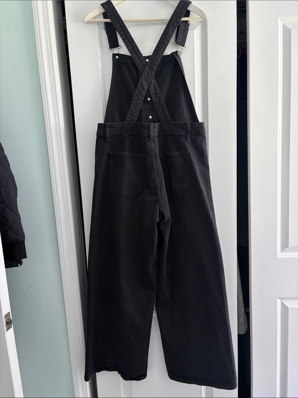 Universal Thread Black Button-Front Denim Overalls - Picture 4 of 5
